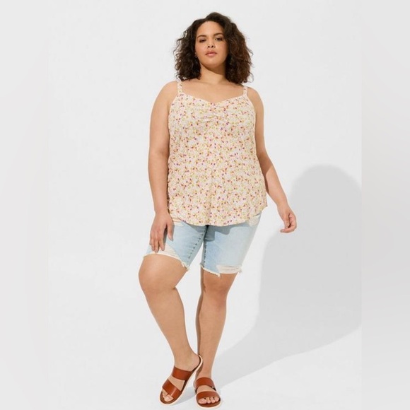 NWT Ava Runched V-Neck Cami, Size 0 (12), Sunshine Ditsy Floral - Picture 2 of 9